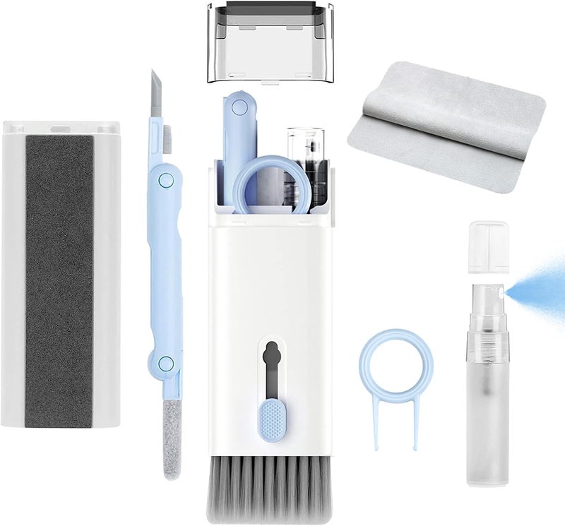 CRYSFIY 7 in 1 Electronic Cleaner kit - Keyboard Cleaner, Keyboard Cleaning Kit, Laptop Cleaner with Brush, Electronic Cleaner for Laptop/Phone/Computer/Screen (Give Away a Flannel Cloth) Blue - Image 1